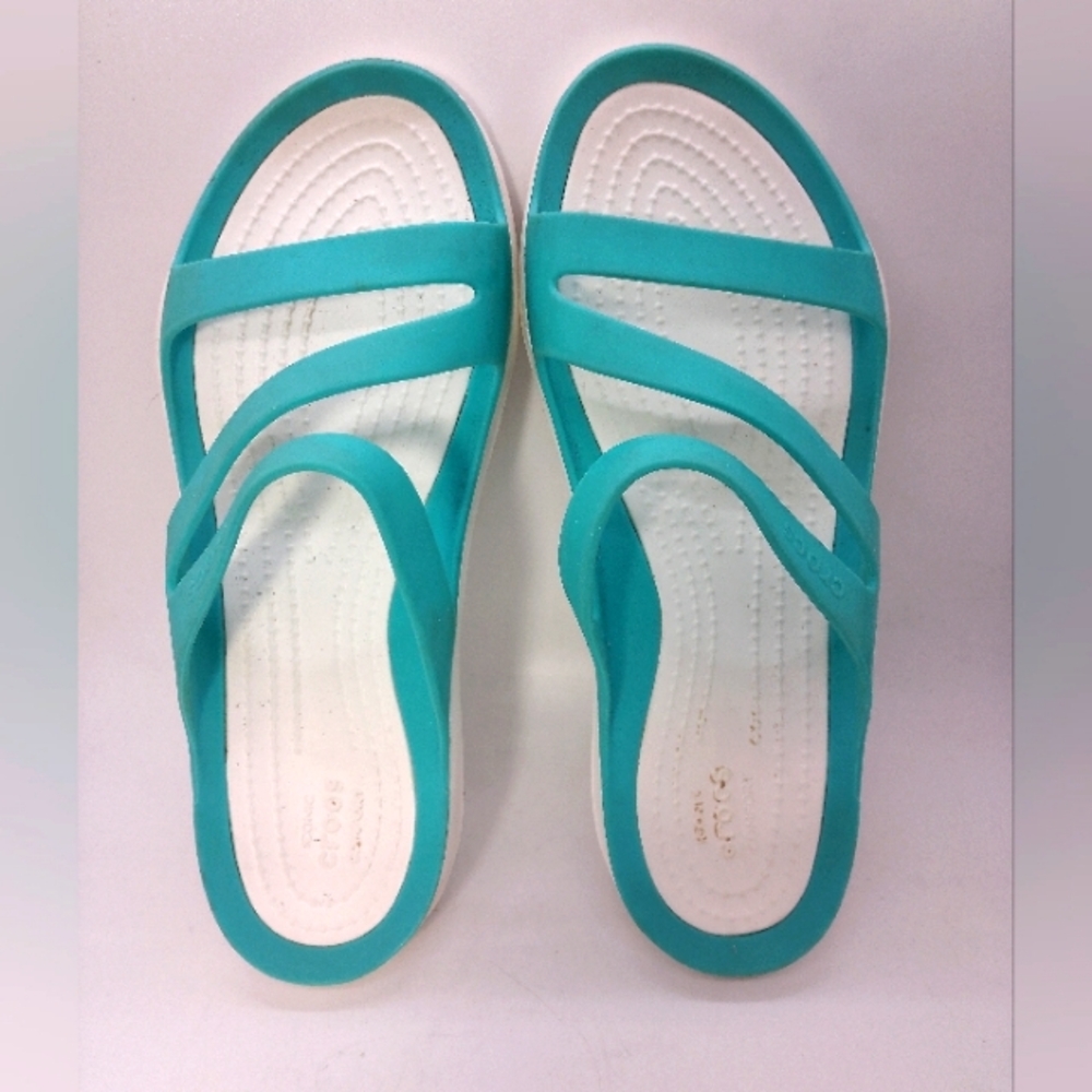 Crocs Swiftwater Teal Slide Sandals